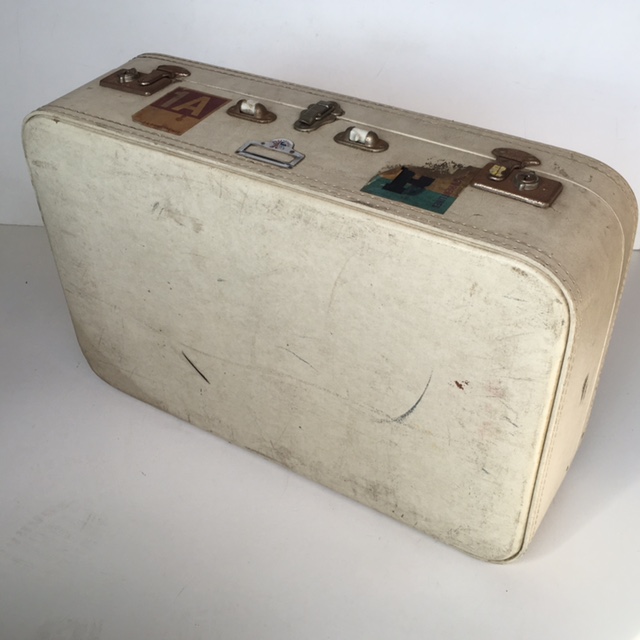 SUITCASE, Large White (No Handle) - 1970s